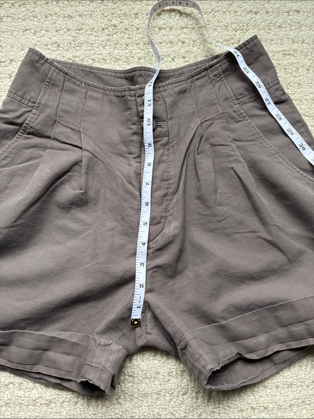 Tiger of Sweden Women's Brown High Waist Cotton Linen Shorts Size 38 - Picture 8 of 11